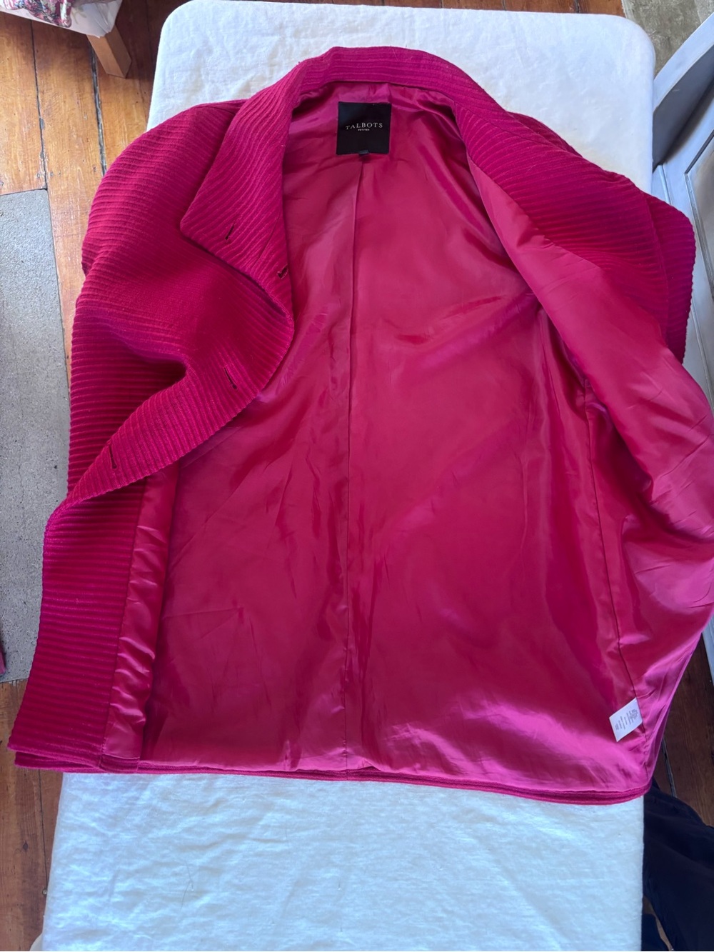 Women’s Talbots Wool Blend Stand Collar Button Front Lined Pea Coat Size 14P - Picture 11 of 11
